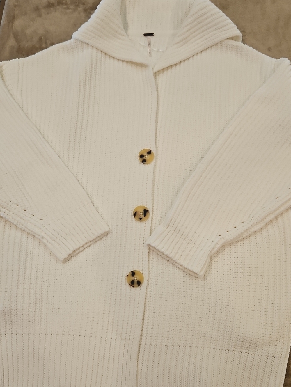 Free People Ivory Button-Front Cardigan
